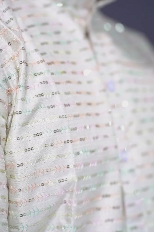 Straight Sequence Malai Kurta- Mint Essence